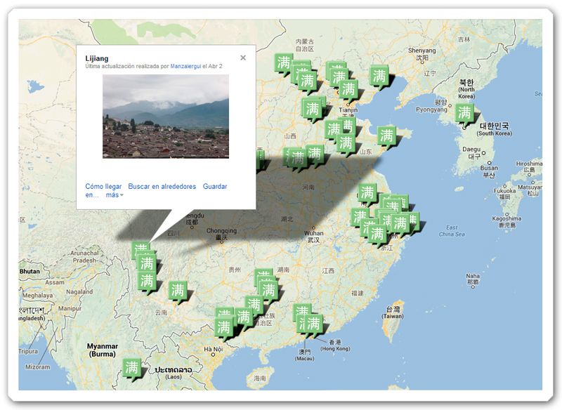 Mapa de viajes en China Mapa de viajes en China